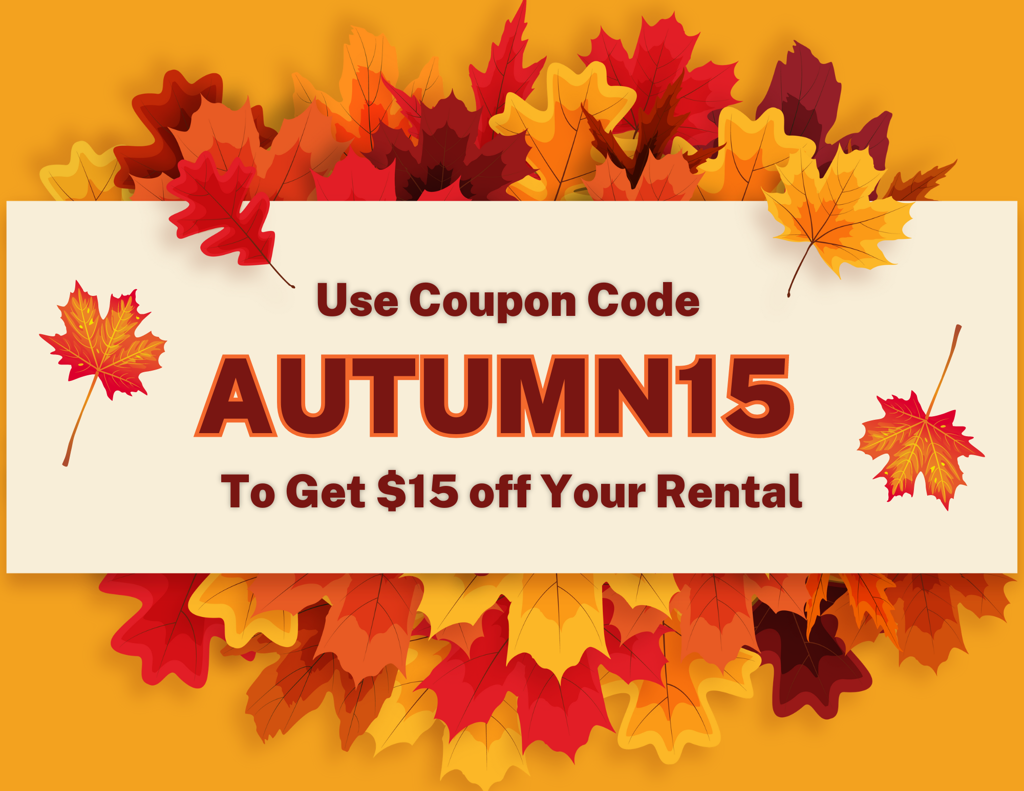 Beige Orange and Red Illustrative Welcome Autumn Flyer Bounce House and Water Slide Rentals