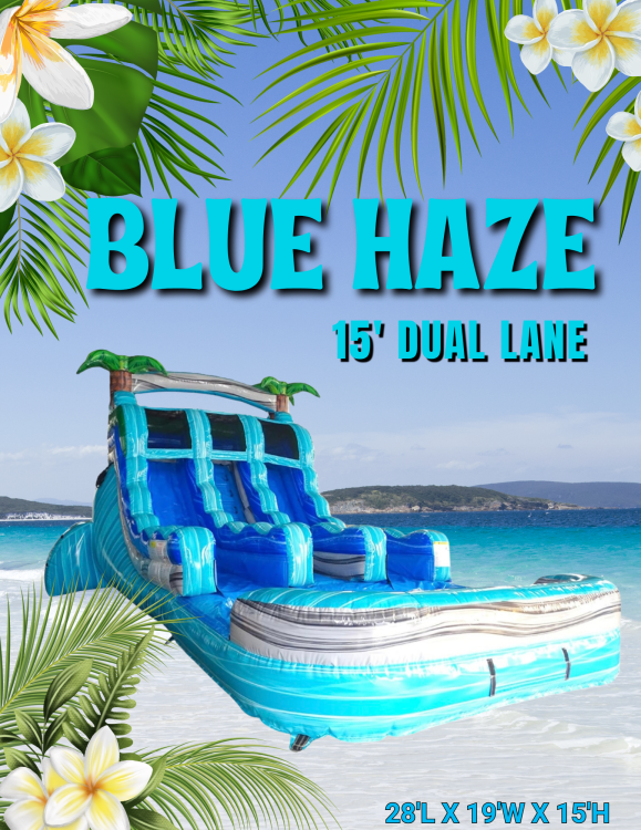 15' Blue Haze Dual Lane Water Slide