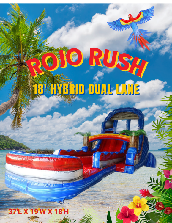 18' Rojo Rush Hybrid Dual Lane (XL Slide & Splash Pool)
