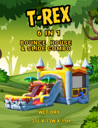 T-Rex  6 IN 1   Bounce House with Slide